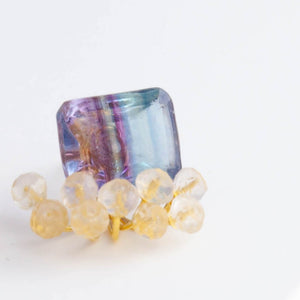 Fairy bi-color fluorite and rose quartz earrings [Limited Edition]