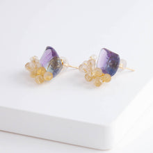 Load image into Gallery viewer, Fairy bi-color fluorite and rose quartz earrings [Limited Edition]
