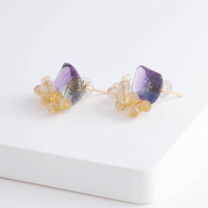 Fairy bi-color fluorite and rose quartz earrings [Limited Edition]