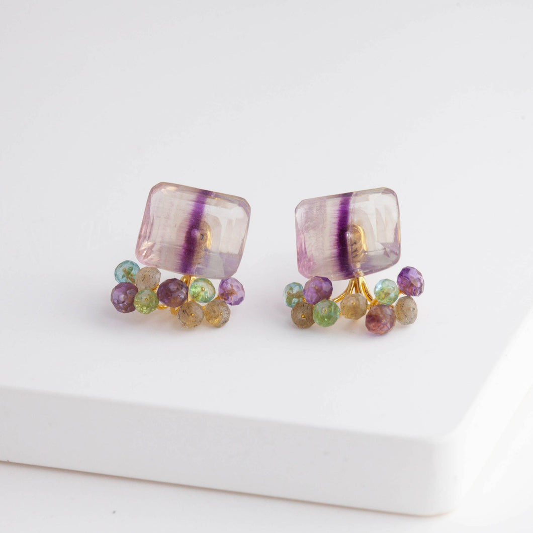 Fairy bi-color fluorite and mixed stone earrings [Limited Edition]
