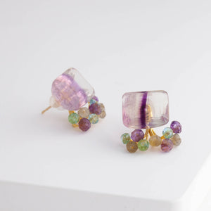 Fairy bi-color fluorite and mixed stone earrings [Limited Edition]