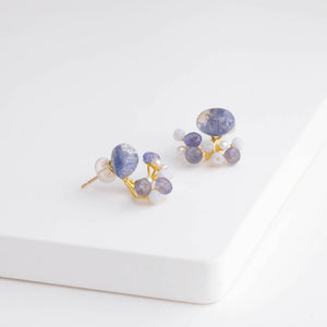Fairy dumortierite in quartz and mixed stone earrings [Limited Edition]