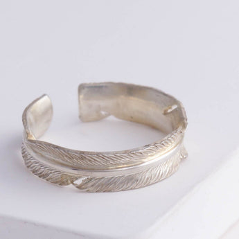 Silver infinity feather ear cuff (large)