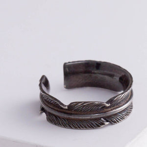 Oxidized silver infinity feather ear cuff (medium)