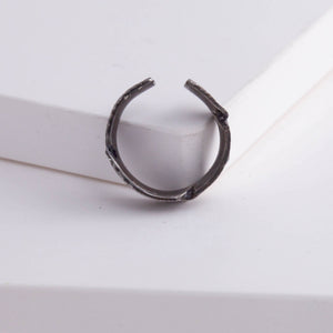 Oxidized silver infinity feather ear cuff (medium)