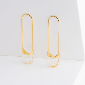 Drop oval rutilated quartz earring - Kolekto 