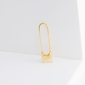 Drop mini square rutilated quartz earring - Kolekto 