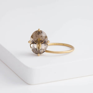 Fall in drop smoky quartz ring