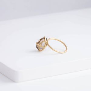 Fall in drop smoky quartz ring