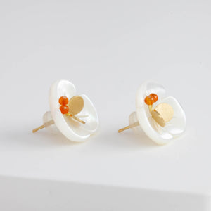 Plum flower carnelian butterfly earrings