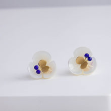 Load image into Gallery viewer, Plum flower lapis lazuli butterfly earrings
