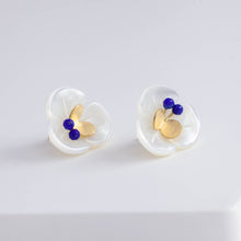 Load image into Gallery viewer, Plum flower lapis lazuli butterfly earrings
