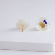 Load image into Gallery viewer, Plum flower lapis lazuli butterfly earrings
