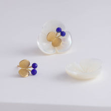 Load image into Gallery viewer, Plum flower lapis lazuli butterfly earrings
