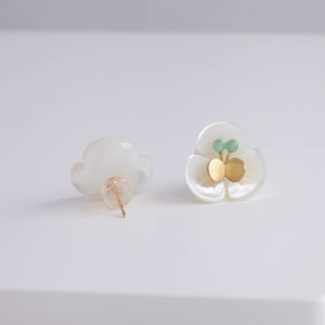 Plum flower emerald butterfly earrings