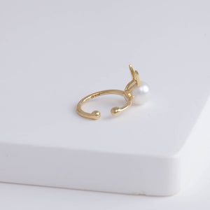 Bunny akoya pearl ear cuff