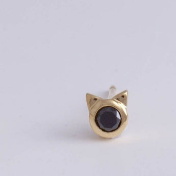 Cat black diamond stud