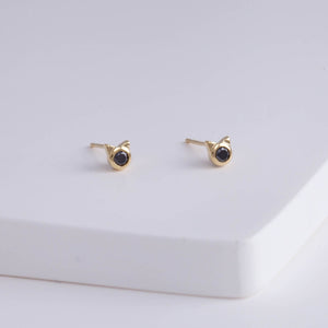 Cat black diamond stud