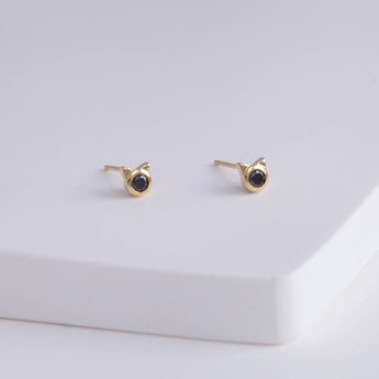 Cat black diamond stud