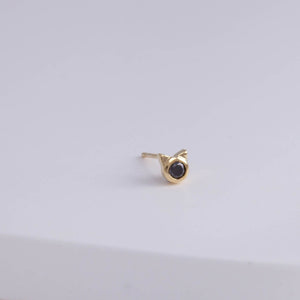 Cat black diamond stud