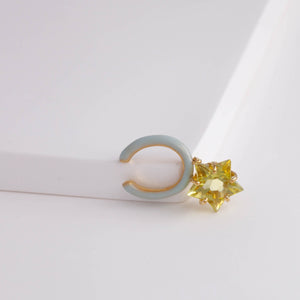 Lemon quartz star ear cuff (light blue)