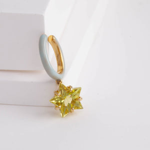 Lemon quartz star ear cuff (light blue)