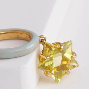 Lemon quartz star ear cuff (light blue)