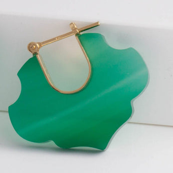 Crest green agate Damask earrings