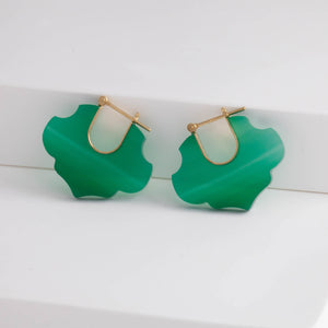 Crest green agate Damask earrings