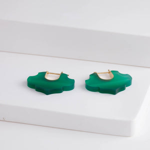 Crest green agate Damask earrings