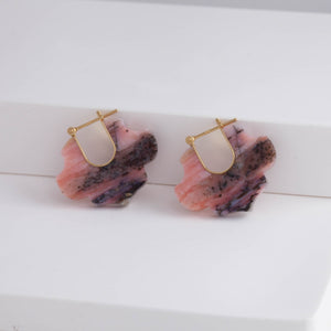 Crest pink opal damask earrings B – limited edition