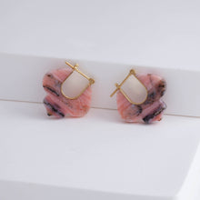 Load image into Gallery viewer, Crest pink opal lily earrings B – limited edition
