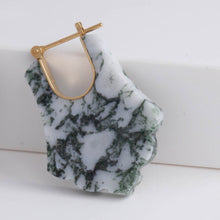 Load image into Gallery viewer, Crest white moss agate Acanthus earrings
