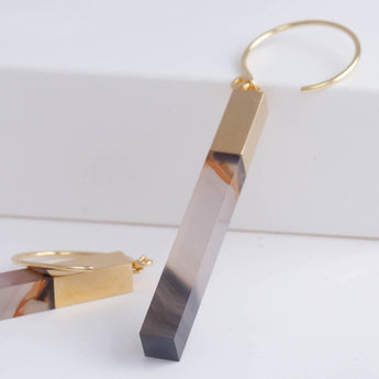 Stick picturesque agate large drop earring - limited edition
