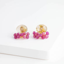 Load image into Gallery viewer, Fairy oval rutilated quartz and pink sapphire earrings
