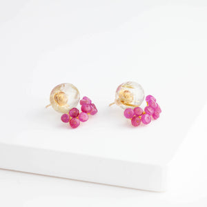 Fairy oval rutilated quartz and ruby earrings