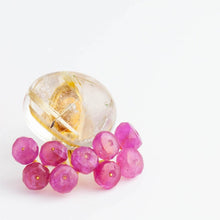 Load image into Gallery viewer, Fairy oval rutilated quartz and pink sapphire earrings
