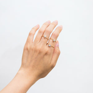 Baby Akoya pearl single pearl diamond ring - Kolekto 