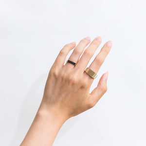 Silver and 10k flat signet ring - Kolekto 