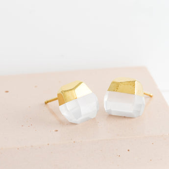 Rock milky quartz earrings - Kolekto 