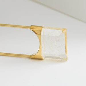 Drop square rutilated quartz earring - Kolekto 