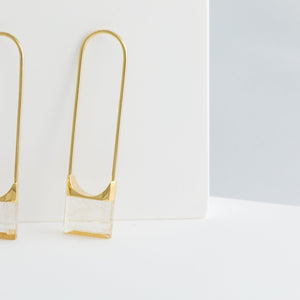 Drop square rutilated quartz earring - Kolekto 