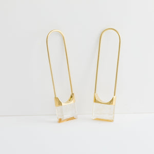 Drop square rutilated quartz earring - Kolekto 