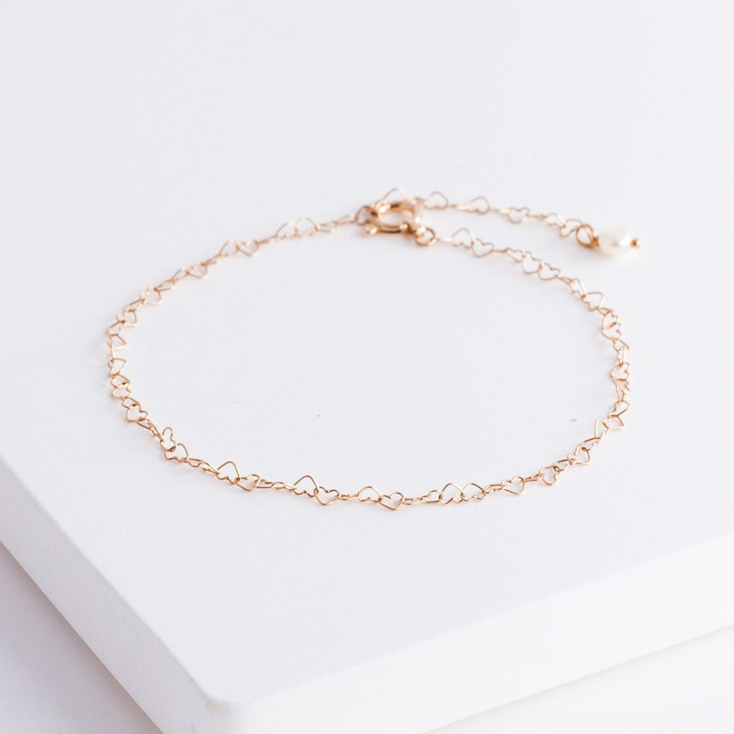 Heart chain bracelet (rose gold) - Kolekto 