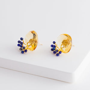 Fairy citrine and lapis lazuli earrings - Kolekto 