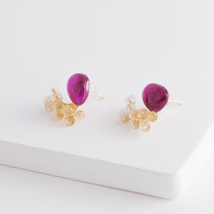 Fairy ruby and rose quartz earrings - Kolekto 