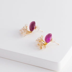 Fairy ruby and rose quartz earrings - Kolekto 