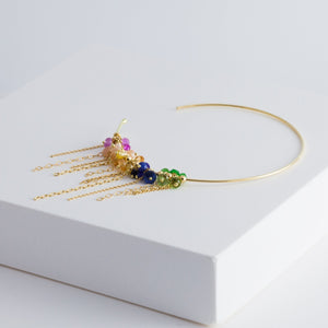 Rainbow mixed beaded large hoop earrings - Kolekto 