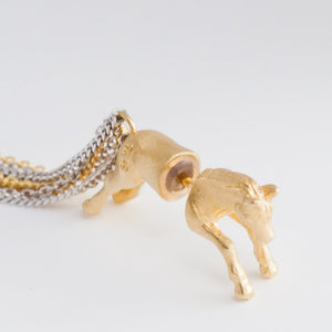 Horse through gold plated silver earring - Kolekto 