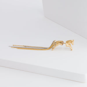 Horse through gold plated silver earring - Kolekto 